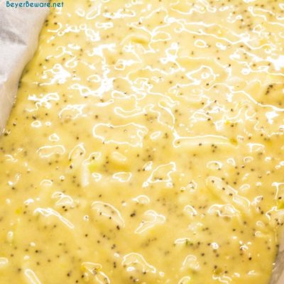 Lemon poppyseed zucchini bread is made with your traditional zucchini bread ingredients plus fresh lemon juice, poppyseeds, and almond extract. 