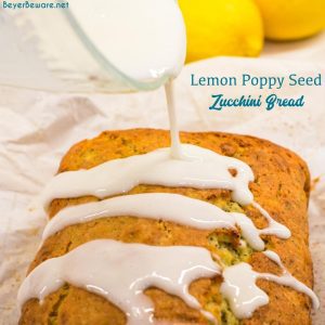 Lemon poppyseed zucchini bread is made with your traditional zucchini bread ingredients plus fresh lemon juice, poppyseeds, and almond extract.