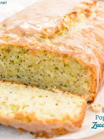 Lemon poppyseed zucchini bread is made with your traditional zucchini bread ingredients plus fresh lemon juice, poppyseeds, and almond extract.