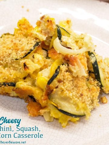 Cheesy Zucchini, Squash, and Corn Casserole