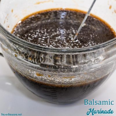 Combine balsamic marinade ingredients in a medium measuring cup