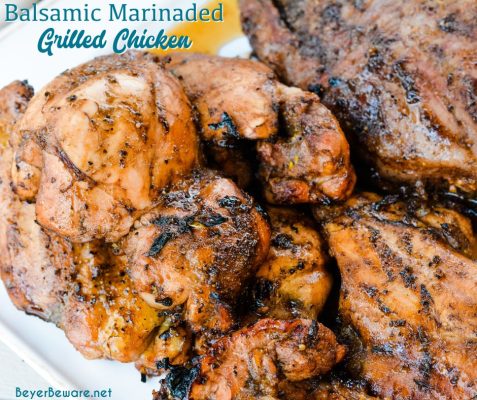 This balsamic chicken marinade is so easy to make and tastes so good on chicken but might actually be a better balsamic steak marinade. It is a five-ingredient marinade that is perfect for grilled chicken or steak to top off a fresh summer salad.