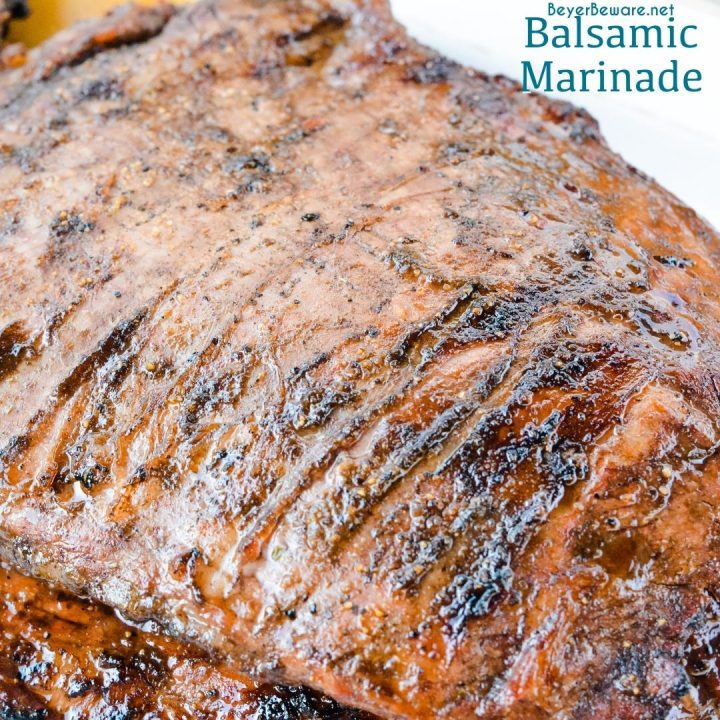This balsamic steak marinade is so easy to make and tastes so good on chicken but might actually be a better balsamic steak marinade. It is a five-ingredient marinade that is perfect for grilled chicken or steak to top off a fresh summer salad.