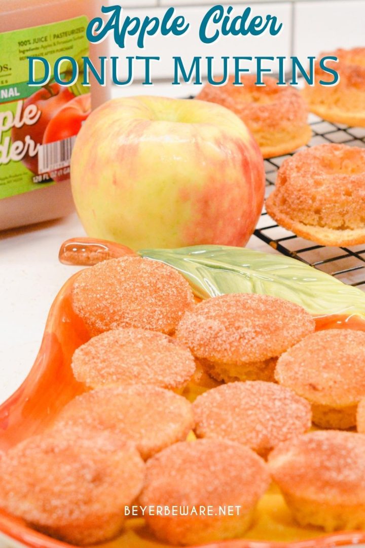 Apple Cider Donut Muffins are made with a yellow cake mix, apple cider, and applesauce to bring out the flavors in these muffins that taste just like apple cider donuts.