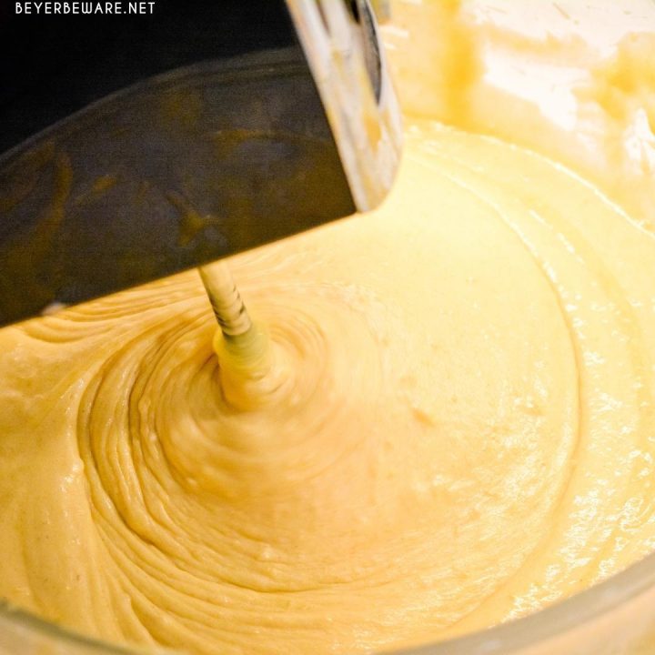 Mix together with a hand mixer until completely combined. Scrape the edges of the bowl to make sure it is all mixed.