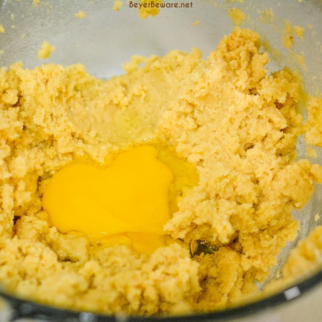 Cream the brown sugar and butter together in a separate bowl with a mixer.