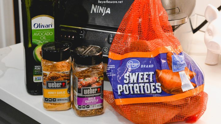 Air Fryer Cubed Sweet Potatoes Ingredients - Sweet Potatoes, avocado oil, and chipotle or honey garlic seasoning