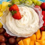 Creamy, sweet, and made with only 3 ingredients, this fruit dip is terrific served any time of the year! Serve it with your favorite fresh fruit, cookies, or pound cake for a refreshing treat everyone will love.