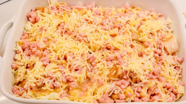 Bake the eggs benedict casserole covered at 350 degrees for 40 minutes.
