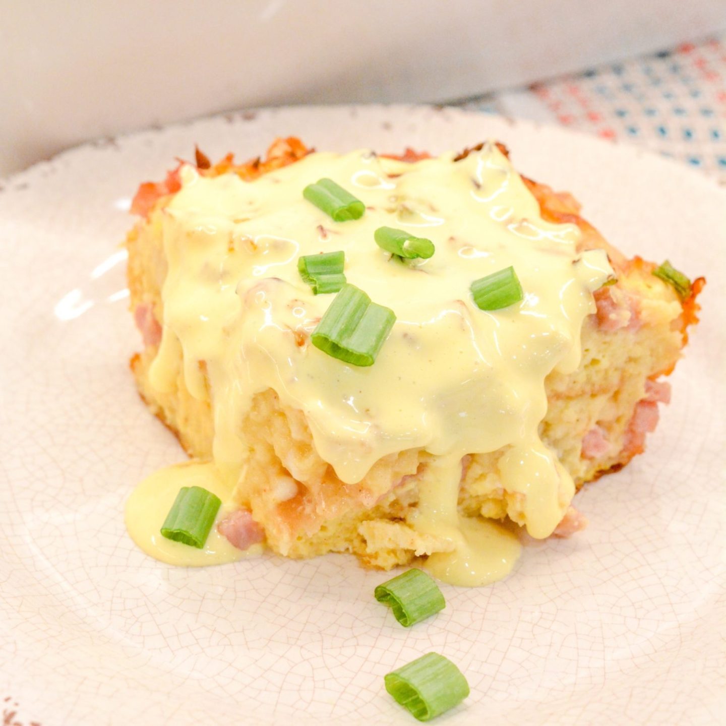 Eggs Benedict Breakfast Casserole with Hollandaise Sauce
