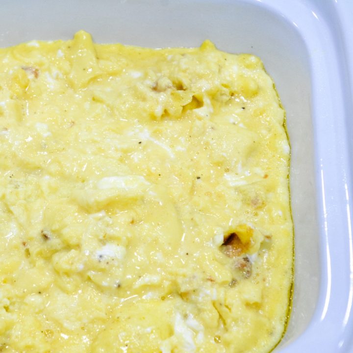 Want a make-ahead scrambled egg recipe that can feed a crowd? Make fluffy crock pot scrambled eggs the night before and have the best scrambled eggs in just two hours.
