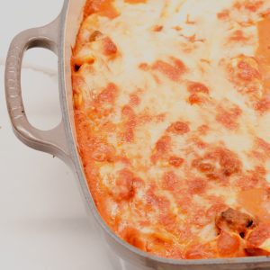 When the baked tortellini comes out of the oven, let m cool for a few minutes. Serve with extra grated parmesan cheese.