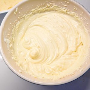 Mix the cream cheese, egg, white sugar, and vanilla together.