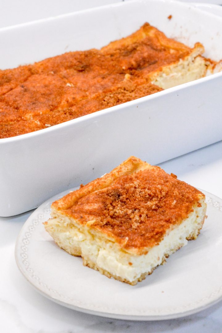 Snickerdoodle cookies and cheesecake combine for these snickerdoodle cheesecake bars made with a double crust of crescent rolls for yummy creamy cheese bars.