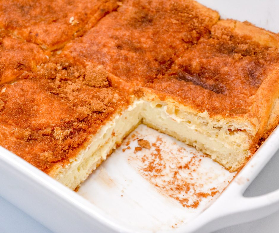 Snickerdoodle cookies and cheesecake combine for these snickerdoodle cheesecake bars made with a double crust of crescent rolls for yummy creamy cheese bars.