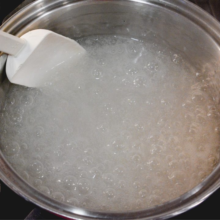 Combine water and salt then bring to a boil. Add the pearl tapioca. Cook slowly for 15 minutes or until the tapioca is clear.