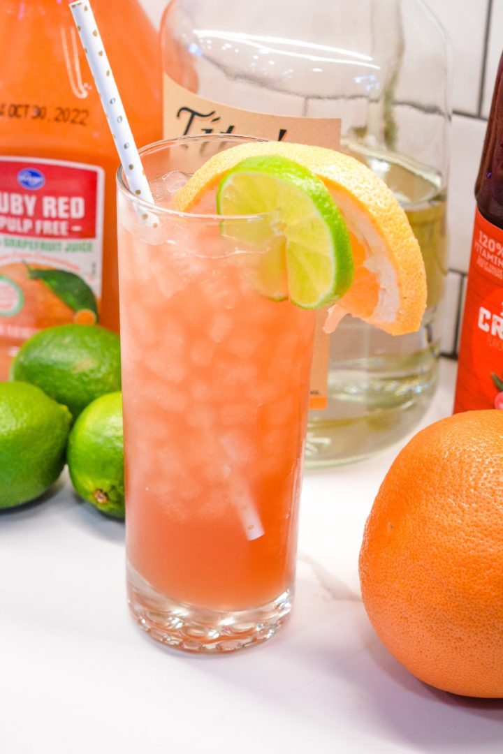 A classic cocktail made with vodka, cranberry juice, and grapefruit juice with a hint of lime for a beach inspired cocktail.