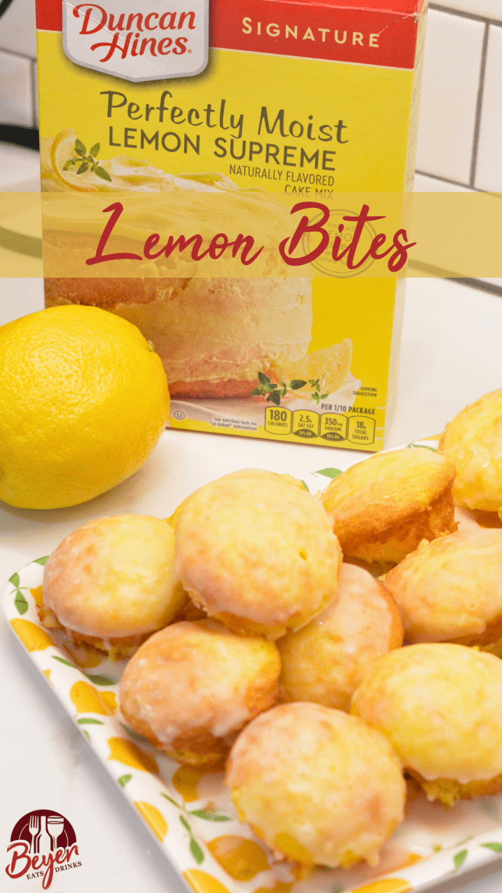 Lemon Blossoms or lemon bites are mini lemon cupcakes that start with a lemon cake mix and vanilla pudding mix and topped with a lemon glaze.