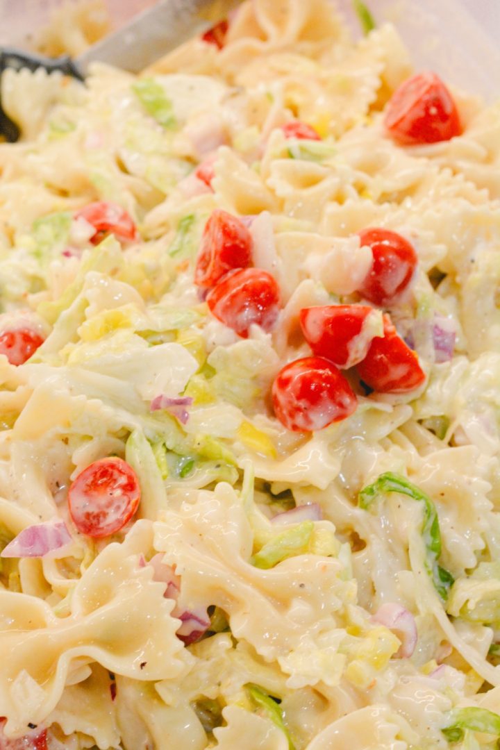 Prepare to be blown away by the Grinder Pasta Salad – a delightful fusion of both lettuce and pasta salads that guarantees to be the star of any summer spread especially for the people who love the tiktok sandwich slaw.