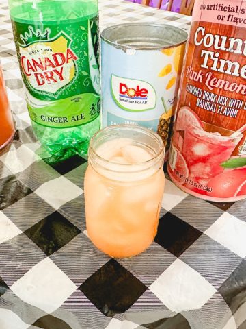 When the pineapple lemonade punch is completely blended it is ready. Serve in fun glasses.