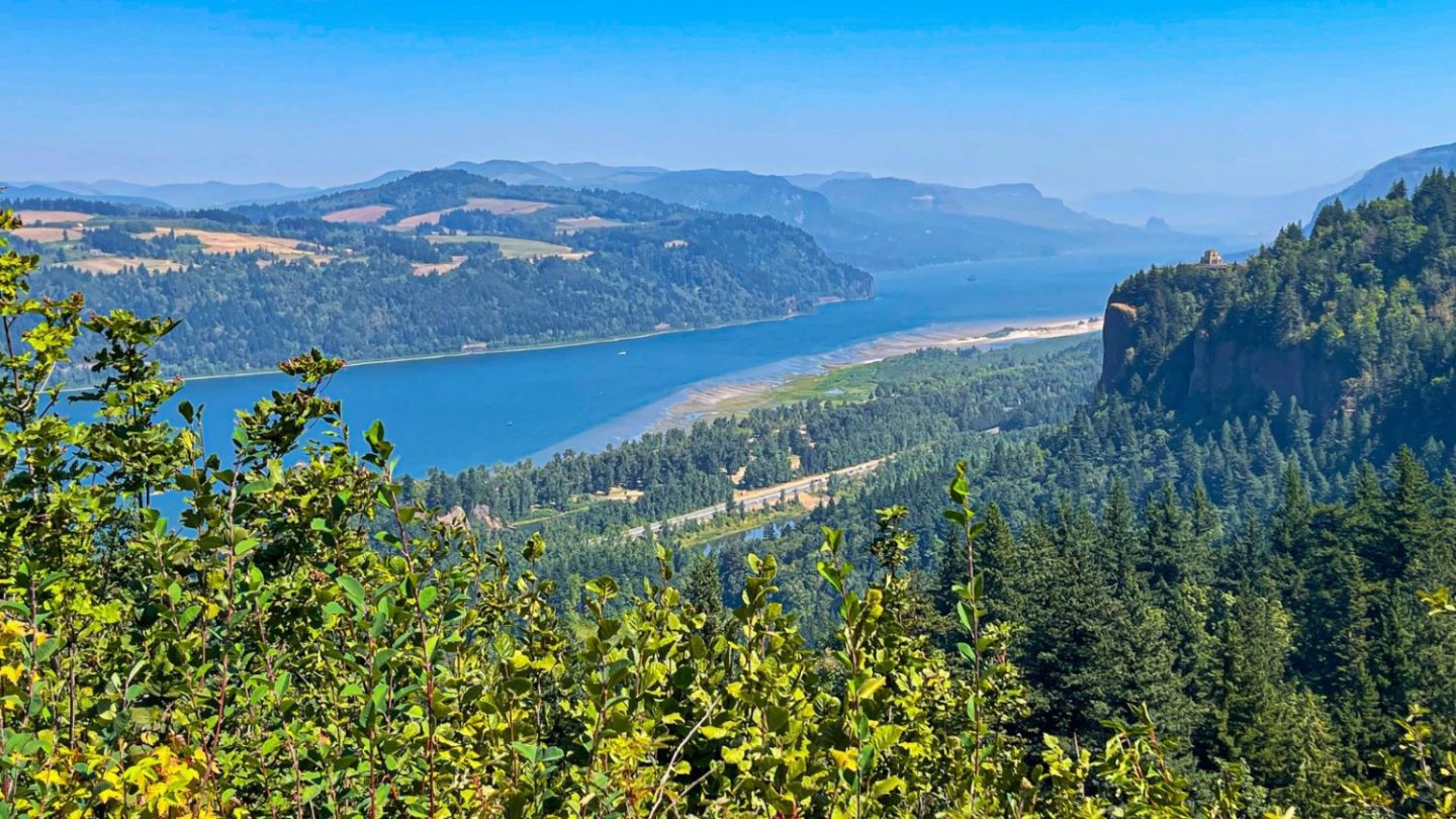 The waterfalls along the trails on the Columbia River out by Corbett, Oregon. We stopped along the trail at Portland Women's Forum State Scenic Viewpoint and Vista House at Crown Point. 