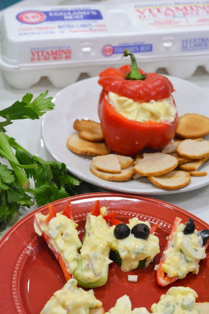 Make Halloween snacking spooky and nutritious with this devilish egg salad stuffed veggies where you can have finger foods packed with protein too.