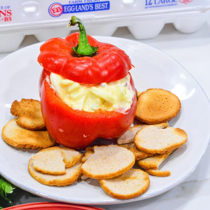 Turn egg salad into a fun dip and store in a bell pepper and serve with bagel chips.
