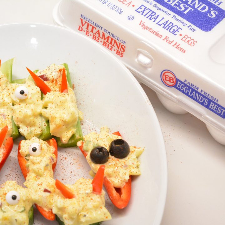 Make Halloween snacking spooky and nutritious with this devilish egg salad stuffed veggies where you can have finger foods packed with protein too.