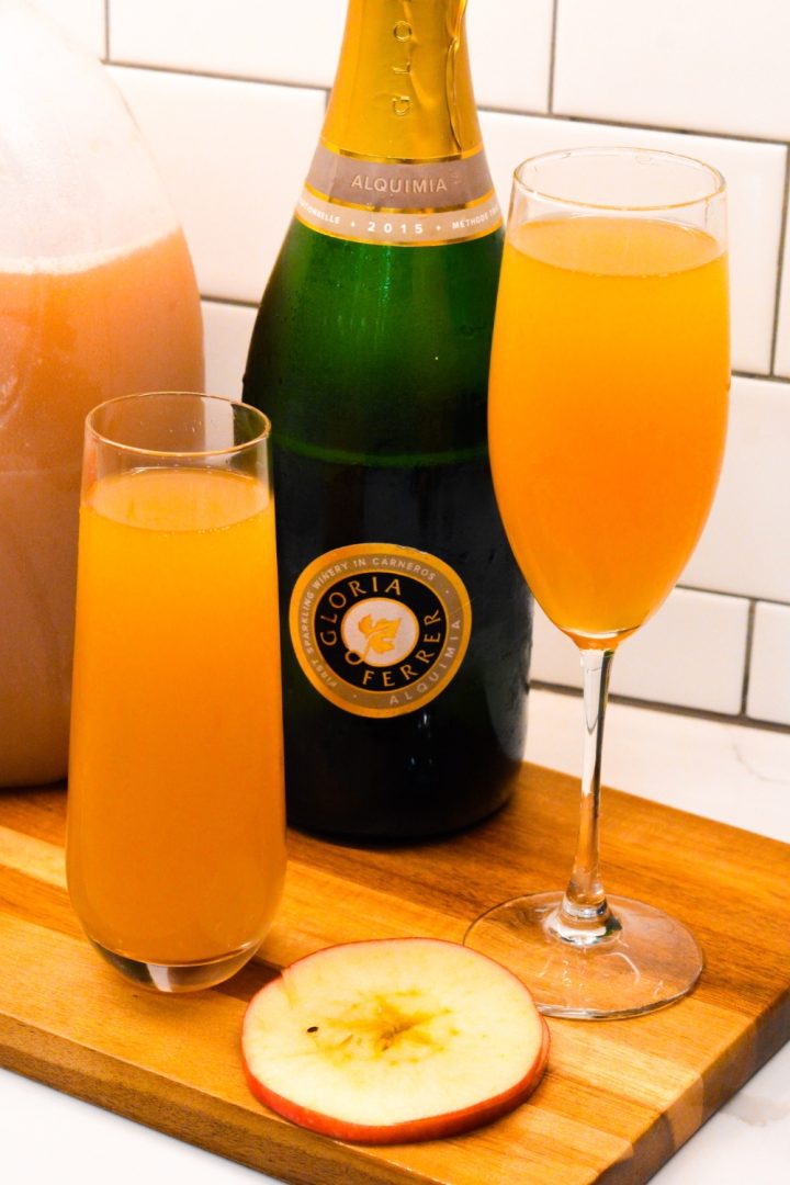 Kickoff Thanksgiving with these two-ingredient apple cider mimosas made with the combination of sweet apple cider and your favorite champagne or sparkling wine.