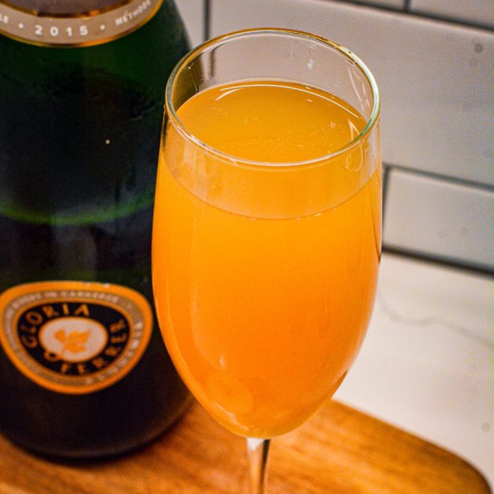 Kickoff Thanksgiving with these two-ingredient apple cider mimosas made with the combination of sweet apple cider and your favorite champagne or sparkling wine.