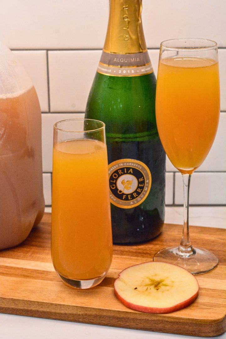 Kickoff Thanksgiving with these two-ingredient apple cider mimosas made with the combination of sweet apple cider and your favorite champagne or sparkling wine.