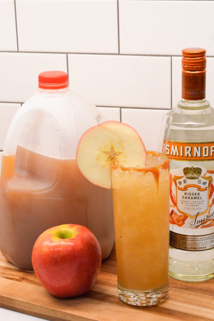 The perfect fall cocktail with the combination of caramel vodka and apple cider for this caramel apple cider cocktail.