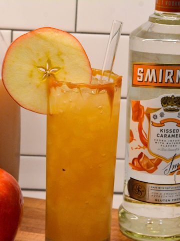 The perfect fall cocktail with the combination of caramel vodka and apple cider for this caramel apple cider cocktail.