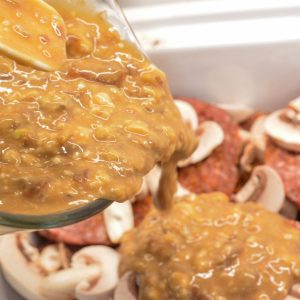 Pour the French onion soup mixture over the hamburger patties. Cook on low for three to four hours.