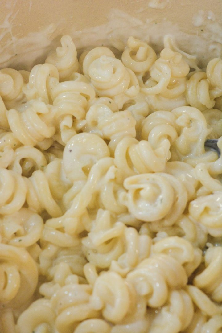 This white macaroni and cheese is a stovetop mac and cheese recipe made all in one pot with milk, cream, butter, cream cheese, and Italian cheeses.