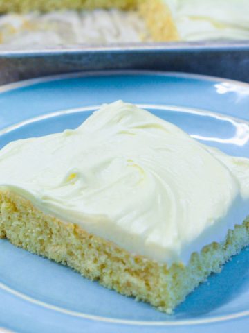 The cake mix banana bars with cream cheese frosting were so easy to make with a white cake mix, and the banana bars were moist thanks to the creamed butter and sour cream.