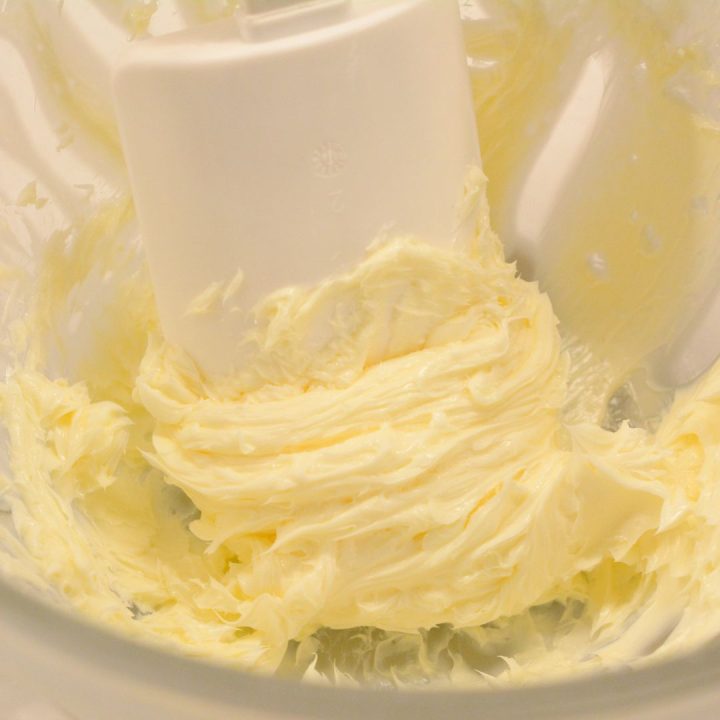 Begin by creaming the softened butter in a large bowl for 2-3 minutes. You want the butter to be really fluffy. 