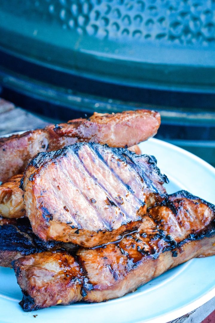 Easy Grilled Pork Chops in a soy sauce and honey pork chop marinade is so full of flavor from soy sauce, honey, red pepper flakes, and garlic.