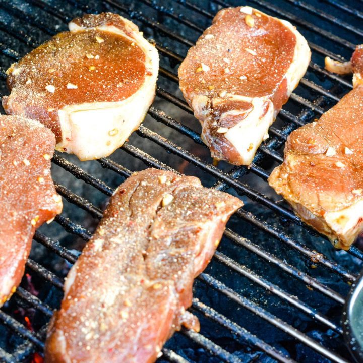 Grill the pork chops for 5-7 minutes on each side, or until the internal temperature reaches 145°F. Let the pork chops rest for a few minutes before serving to allow the juices to redistribute.