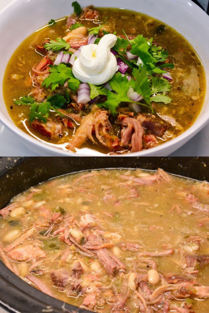 Combined with hot green chiles like Jalapenos, poblanos garlic, onions, and cilantro, you get an unbelievably bright, vibrant green sauce that's deliciously tangy and packed full of roasted, spicy flavor for the ultimate crock pot smoked pork chile verde.