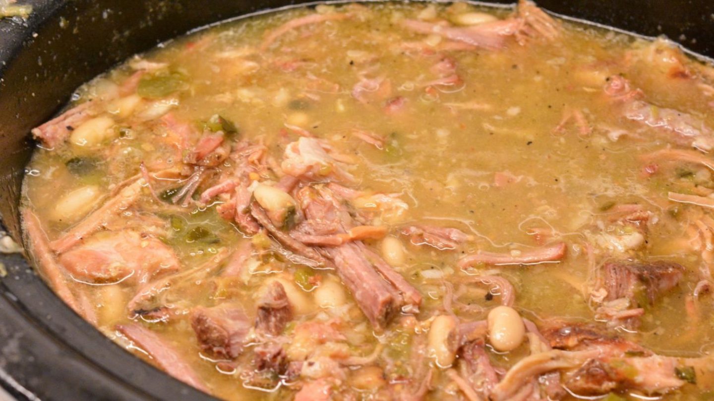 Once the Pork Shoulder Chile Verde is cooked to perfection, turn the heat to warm. 