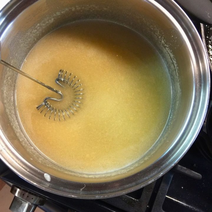 In a small saucepan, combine water with the pectin and bring the pectin mixture to a boil.