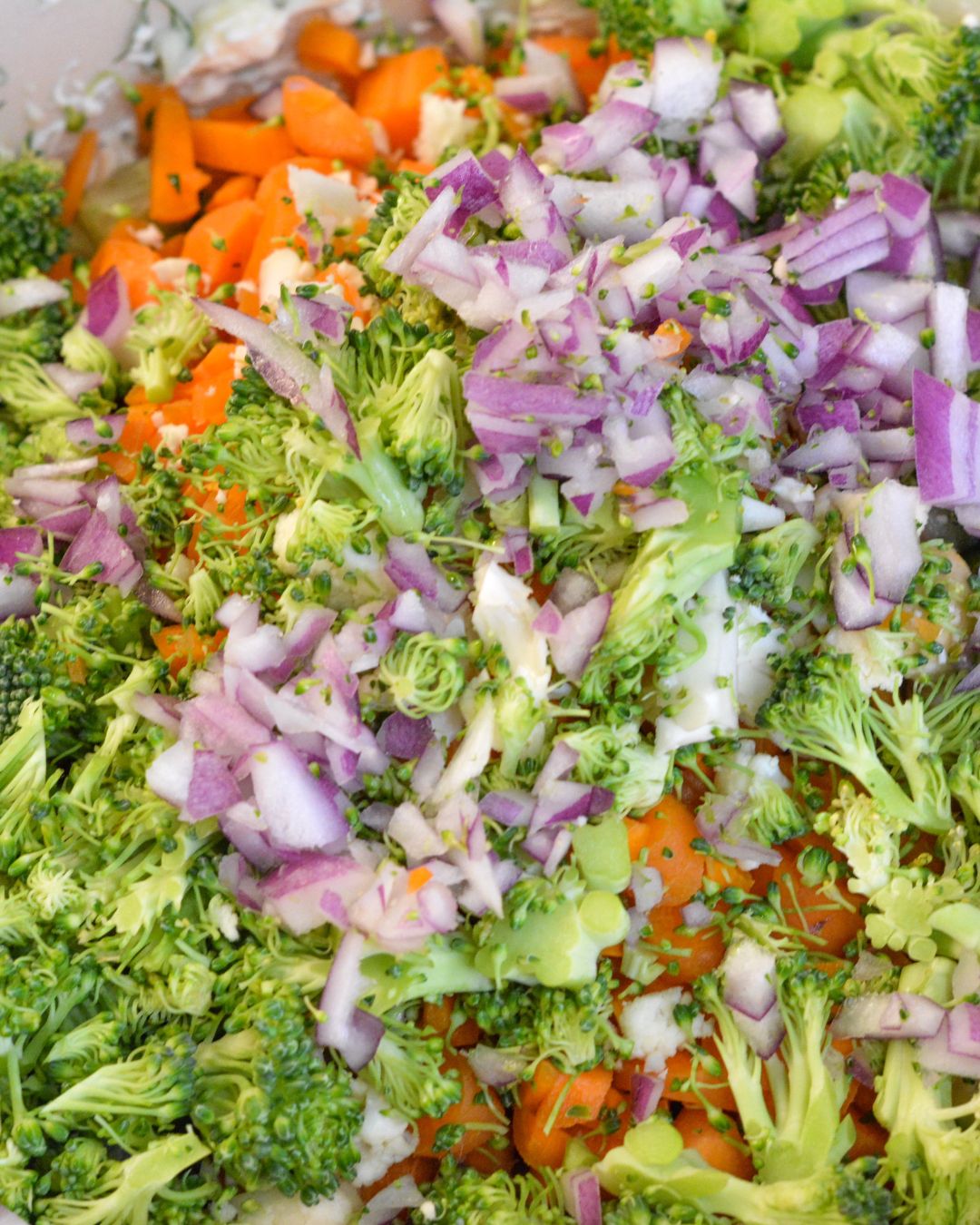 Mix in the chopped veggies and cheese. Transfer the mixture to a serving dish or shallow pie plate and spread it out evenly.