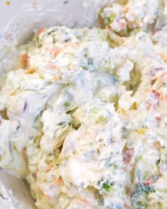 Transfer the mixture to a serving dish or shallow pie plate and spread it out evenly.