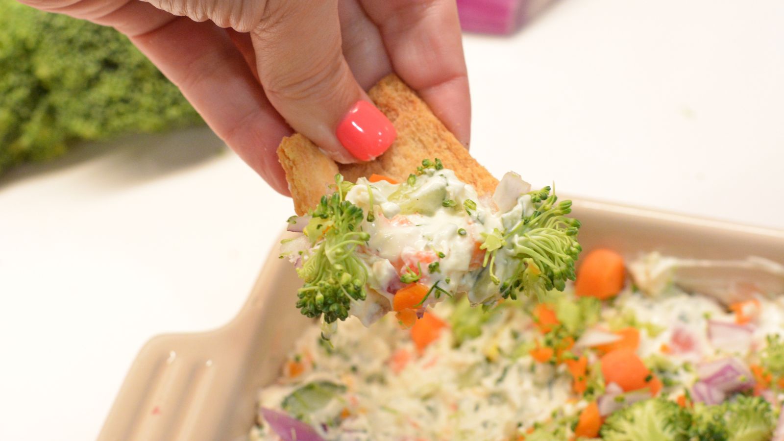 For best flavor, refrigerate for at least 30 minutes before serving. Serve cold with crackers, pita chips, or sliced baguette.