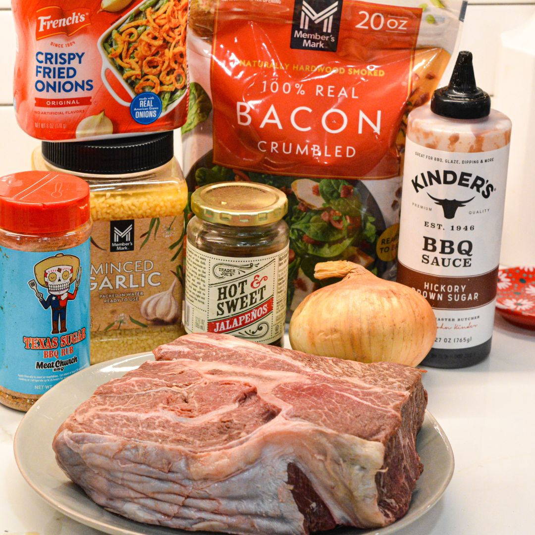 Make hearty Smoked Cowboy Beef Sandwiches with tender chuck roast, barbecue seasoning, and a rich sauce—smoked or slow-cooked in the crock pot, then piled high with cheese, bacon, fried onions, and pickles.