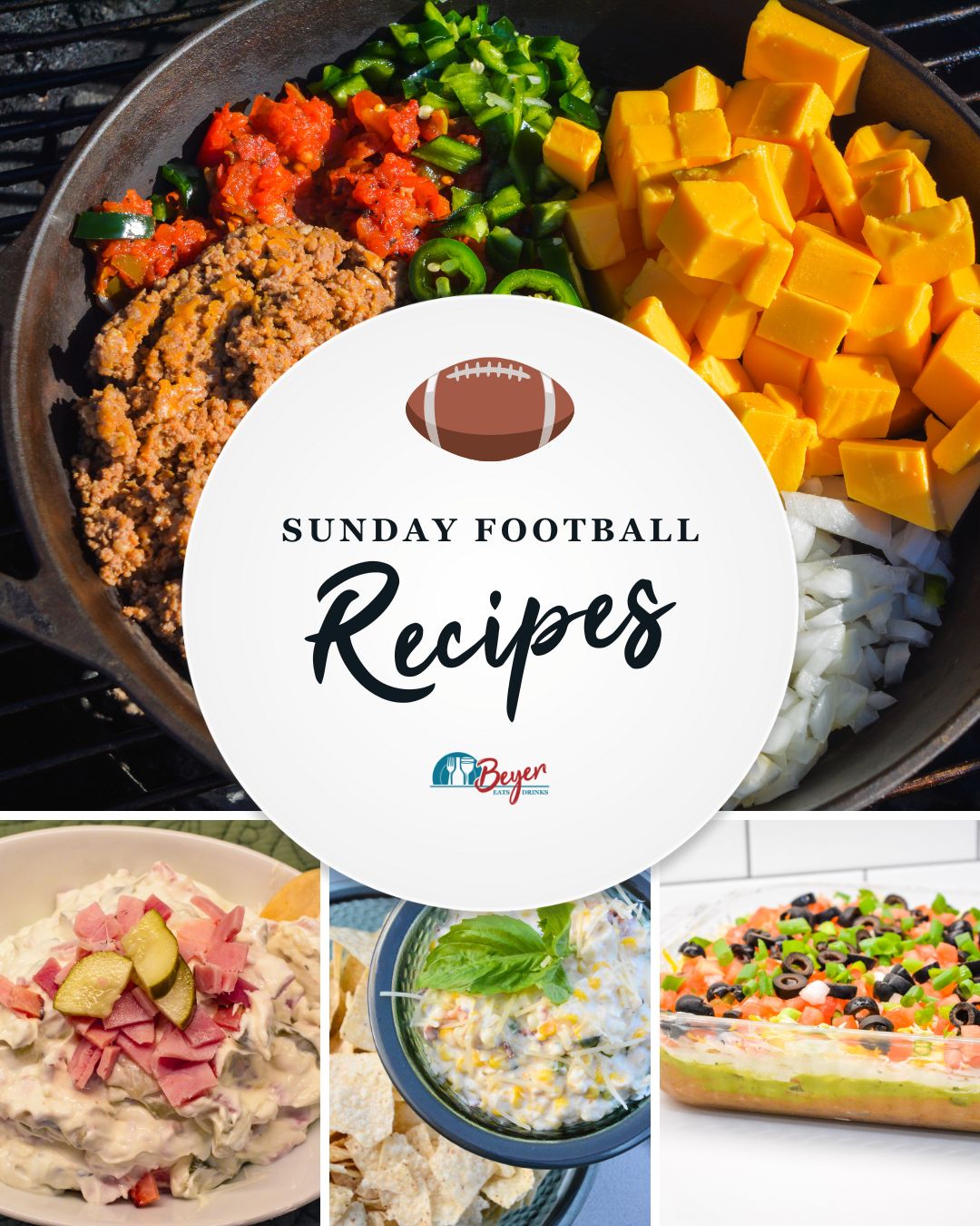 No game-day spread is complete without cheesy dips and shareable appetizers. These easy football dips and snacks deliver gooey cheese pulls, smoky flavors, and layers of bold Tex-Mex taste. Perfect for tortilla chips, crackers, or veggies, these dips keep fans gathered around the snack table from kickoff to the final whistle.