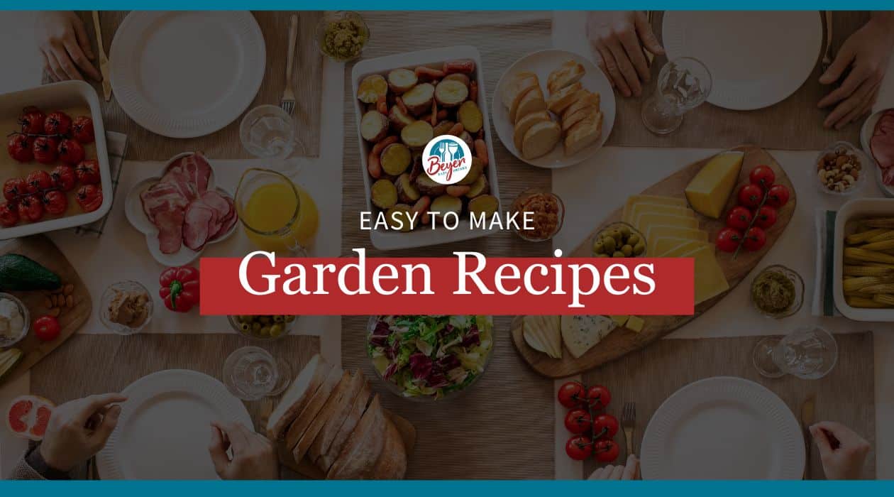 Overview shot of summer recipes from garden recipes